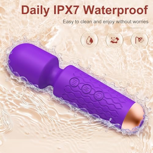 Upgraded Handheld Massager Cordless Rechargeable with 20 Patterns 8 Speeds, Premium Silicone Rose Purple Mini Massager Tool Device for Whole Body Muscle Relaxation and Stress Relieve - Image 3