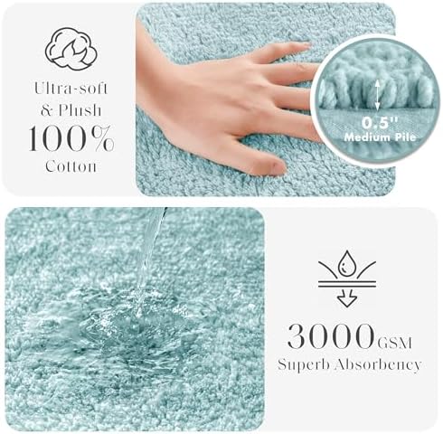 Madison Park Splendor Reversible 100% Cotton Bath Rug, 24 x 44, Blue - Image 3