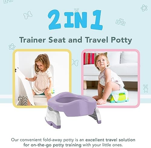Kalencom Potette Plus 2-in-1 Travel Potty and Trainer Seat - Dual-Purpose Potty Training Toilet Seat - Portable Potty for Toddler Travel - With Durable, Lock-In Legs and Splash Guard - Plum - Image 4