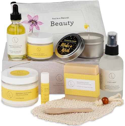 Lizush Luxury Spa Gifts for Women - 9 Piece Citrus Spa Gift Baskets for Women, Relaxation Birthday Gift Set, Handmade in the USA, Self Care Gift Sets For Wife, Mom, Co-Worker, Best Friend by Lizush