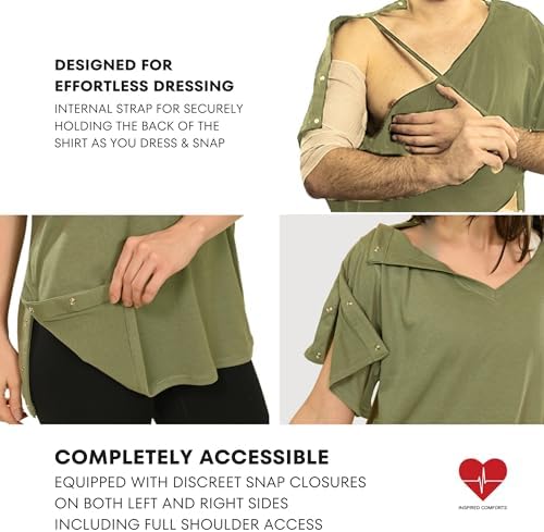 Inspired Comforts Unisex Post Surgery & Rehab V Neck Dual Access Snap Shirt - Image 2