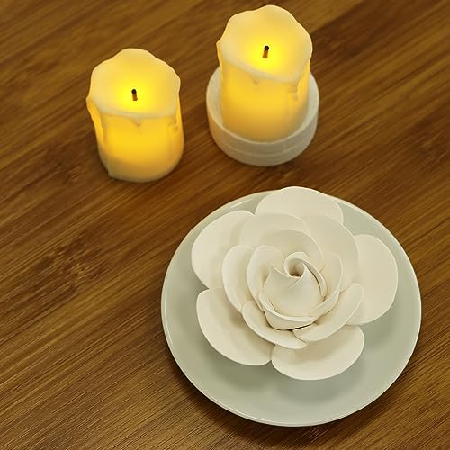 Passive Diffuser for Essential Oil-Ceramic Diffuser Non Electric Oil Diffusers for Small Mini Room, Desk Decorative, Bathroom (White Camellia) - Image 5