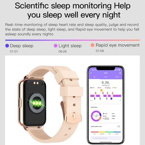 Smart Watch Fitness Tracker Make/Answer calls for Women Men with Heart Rate Blood Oxygen Sleep Monitor Sports Modes Step Calorie Counter IP68 Waterproof for Android Phones iPhone (Rectangle, Pink) - Image 7