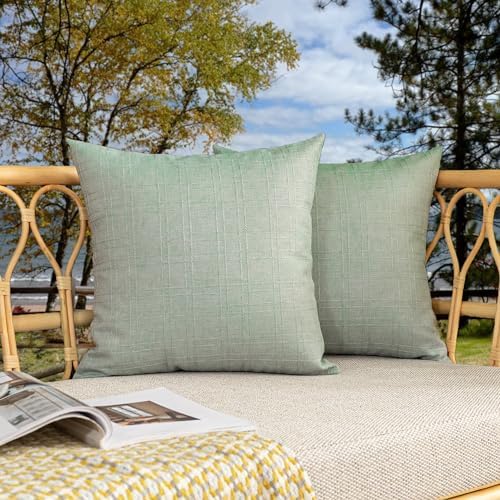 Kevin Textile Outdoor Waterproof 18”x18” Pillow Covers 2 Pack, Mint by KevinTextile