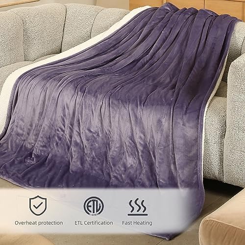 ESTINGO Heated Blanket Electric Blanket Twin Size, Heating Blanket with 5 Heating Levels & 10 Hours Auto Off, Heated Blanket with Overheating Protection for Home, 62"x84", Lavender Purple - Image 6