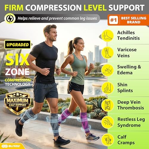 BLITZU Calf Compression Sleeves, Footless Compression Socks for Men & Women - Image 2