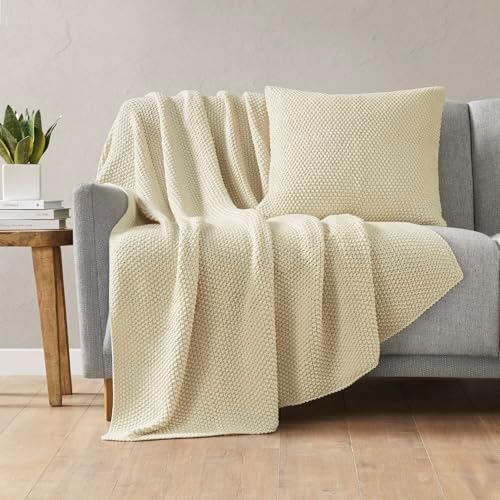 INK+IVY Bree Knit All Season Throw Blanket for Sofa, 50 x 60, Ivory - Image 5