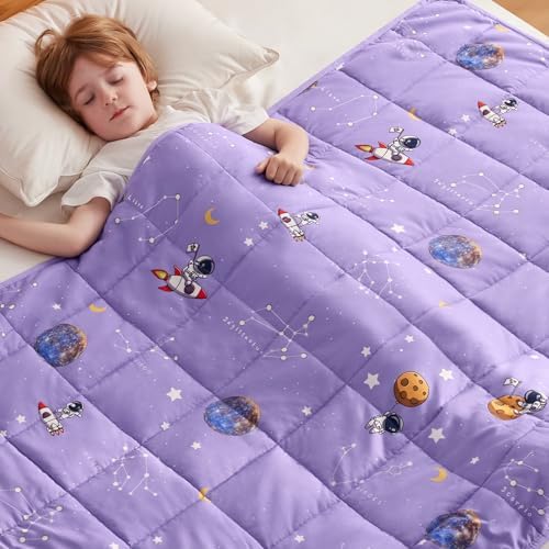 anfie Weighted Blanket(50"x60" 5lbs) Weighted Blanket Cooling Blanket for Resting,Throw Size Breathable Blanket with Premium Glass Bead(Space Purple) by anfie