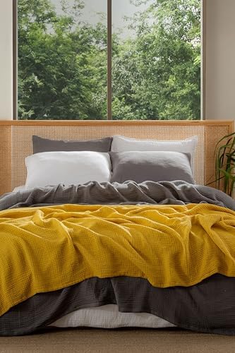 Muslin Blanket - Pure 100% Turkish Cotton Airy Soft Light Versatile Gauze Throw Blanket for Bed, Couch, Sofa (Dark Gray, King Size (95" x 110" inch)) - Image 3
