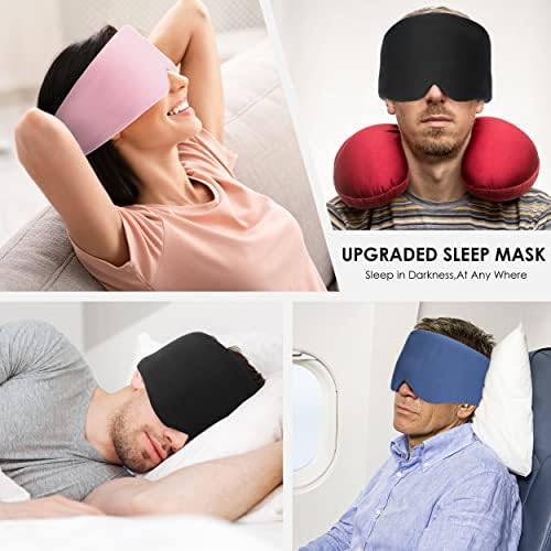 FRESHME Pure Handmade Cotton Sleep Mask - Blackout Eye Mask with Adjustable Velcro Soft and Comfortable Eye Blinder Shade for Men Women Travel Office Nap Airplane Blue - Image 5