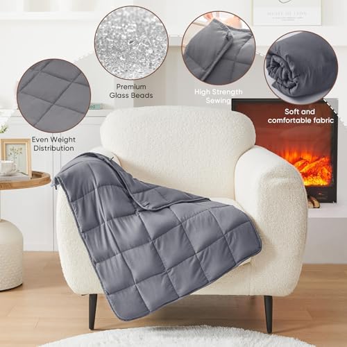 Weighted Blanket for Adults 5lbs, 24"x29", Cooling Heavy Throw Blanket, Microfiber Soft Big Blankets Weighted Comforter, Grey - Image 7