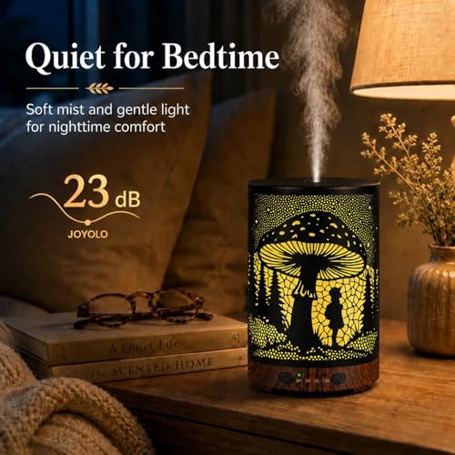 Essential Oil Diffuser 120ML Metal Aromatherapy Diffuser with Timer, Cool Mist Humidifier with Auto Shut-Off & 7 Color Lights for Home Office Spa (Mushroom Girl) - Image 4