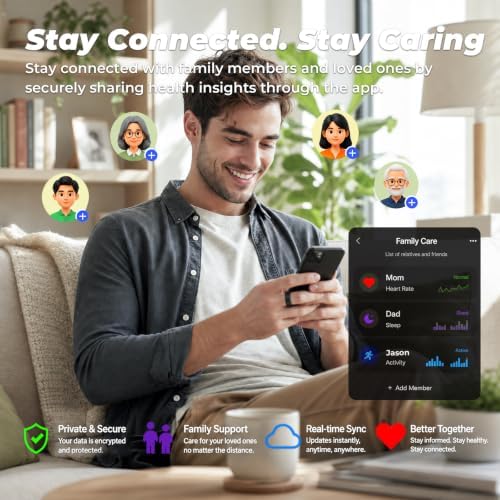 Smart Ring Wearable Health Metrics Monitor, Black, Size 9 - Image 7