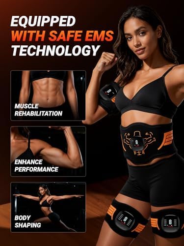 EMS Muscle Stimulator 5-Piece Set - Rechargeable Ab, Arms & Legs Stimulator for Core Strength, Body Toning & Workout Recovery, Watching TV, Working or Relaxing After Exercise to Use, Men & Women - Image 2