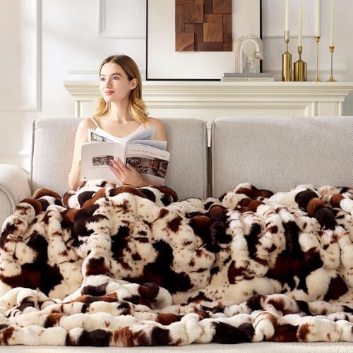 Anysay Faux Fur Throw Blanket,1000GSM Fluffy Soft Bubble Blanket 90''*104'' - Image 3