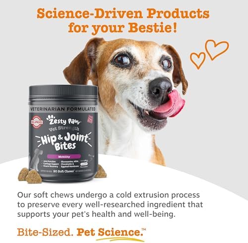 Zesty Paws Vet Strength Mobility Bites Beef & Bacon Flavor Hip & Joint Support Chews for Dogs with Glucosamine, Chondroitin, MSM, Hyaluronic Acid & Serrazimes - 90 Count (Pack of 2) - Image 6