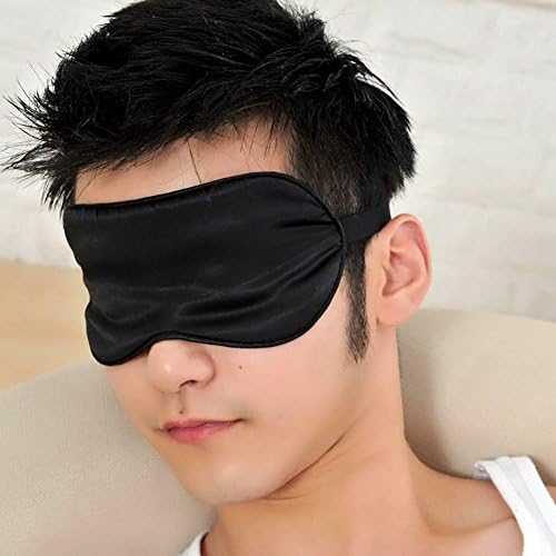 100% Mulberry Silk Sleep Mask Blackout, Cute Natural Sleeping Mask with Adjustable Elastic Strap, Satin Eye Cover for Men Women Adults (Black) - Image 2