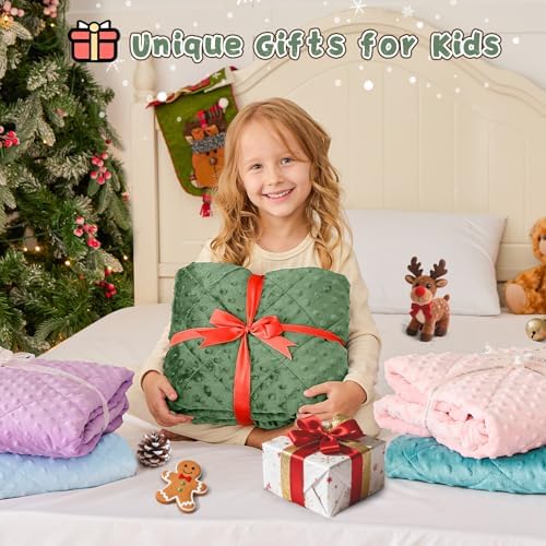 yescool Weighted Blanket 7 Pounds Moss Green Twin Size Cooling Weighted Throw Blanket, Minky Heavy Blankets Warm Weighted Comforter, Big Washable Thick Blankets Gift for 60-90lbs, 40 * 60in - Image 2