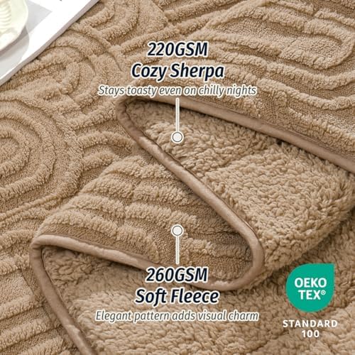 Wemore Soft Weighted Blanket for Adults 60" x 80" 20 lbs Queen Size Brown - Image 3