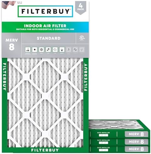 Filterbuy 14x22x1 Air Filter MERV 8 Dust & Allergy Defense (4-Pack) by Filterbuy