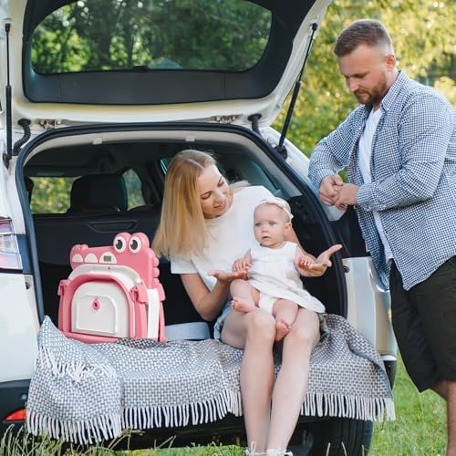 MoreFeel Collapsible Baby Bathtub for Newborn with Thermometer & 1 Hooded Towel & 1 Soft Floating Cushion,Portable Travel Bathtub with Drain Hole, Durable Foldable Baby Tubs for Infants to Toddler - Image 6