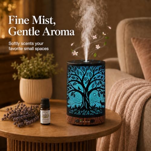Essential Oil Diffuser, 120 ml Aromatherapy Diffuser with 7 Color Lights, Auto Shut-Off and 4 Timer Settings, Ultrasonic Cool Mist Diffuser for Home Room Office (Harvest Tree) - Image 6