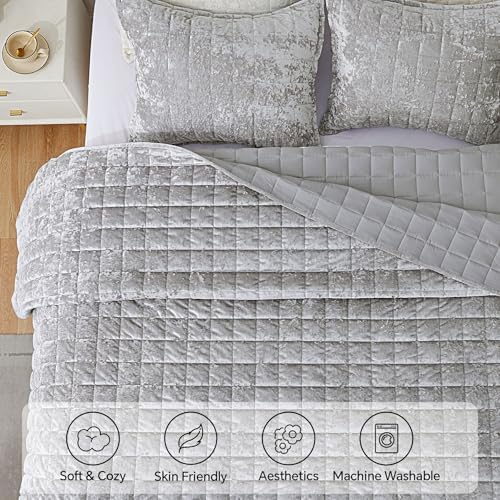 BEDELITE Velvet Quilt Set King Size, Luxury Velvet Comforter Bedding - Image 6