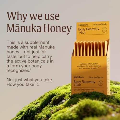 Manukora Body Recovery + Gut, Turmeric & Ginger, Raw Manuka Honey, 10ct - Image 7