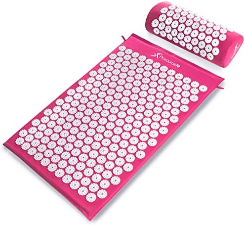 ProsourceFit Acupressure Mat and Pillow Set for Back/Neck Pain Relief and Muscle Relaxation, Pink by PROSOURCE