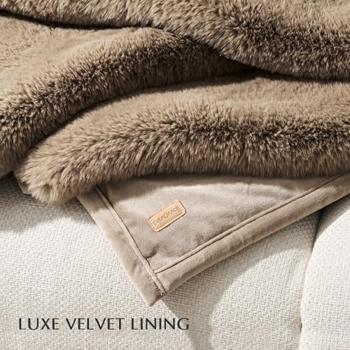EVERGRACEHOME Faux Chinchilla Fur Throw Blanket, 60"x80", Tawny Mink - Image 7