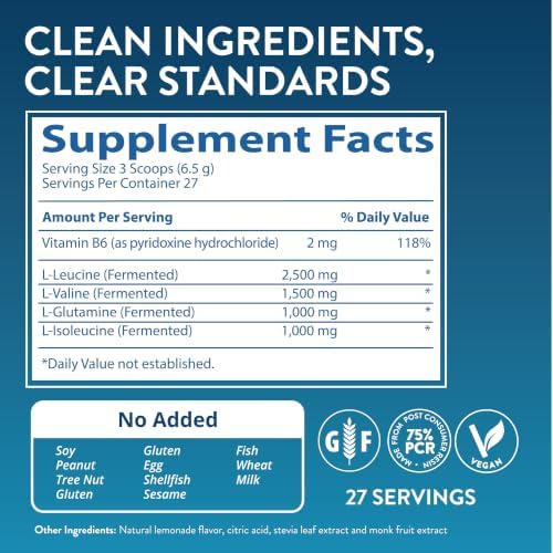 MRM BCAA + G Powder - for Women & Men, Vegan, Lemonade Flavor - 27 Servings - Image 2