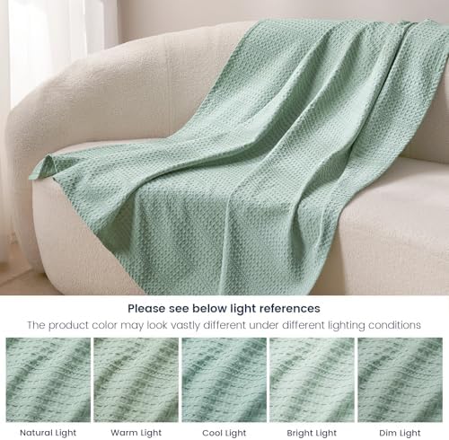 PHF Lightweight Waffle Weave Blanket Twin Size 66"x 90", Soft Woven Summer Blanket for Hot Sleepers - Aesthetic Home Decor for Couch Bed Sofa, Pet Friendly, Sage Green - Image 5