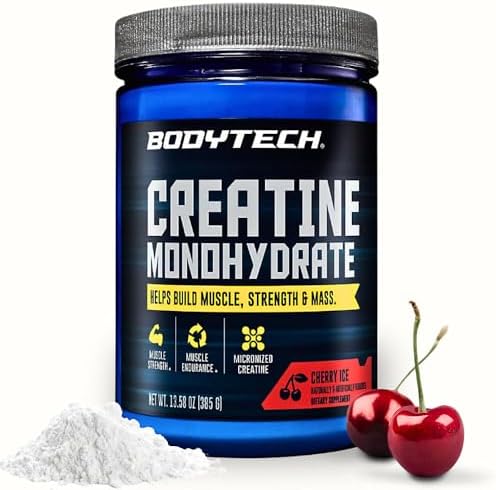BodyTech 100% Pure Creatine Monohydrate Powder, Cherry Ice, 13 Oz by BodyTech