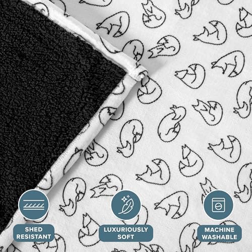 Bare Home Sherpa Fleece Blanket (Twin/Twin XL, Feelin' Foxy - Black Sherpa) - Image 2