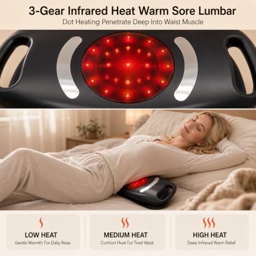 brenzo Lower Back Massager with Heat, Electric Lumbar Stretching Device with Airbag Compression, 15 Intensity Levels, 3 Heat Settings, Portable Back Relaxation for Home Office Use-Black - Image 3