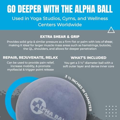 Tune Up Fitness – Alpha Ball | Large Therapy Ball | Massage Ball for Myofascial Release, Pain Relief - Back, Shoulders, Hamstrings, Hips, Glutes - Image 4