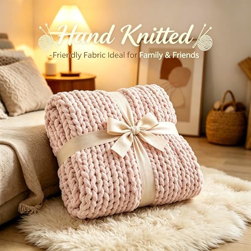 Chunky Knit Blanket Throw for Couch, 51"x63" Chunky Yarn Knitted Blankets - Image 4