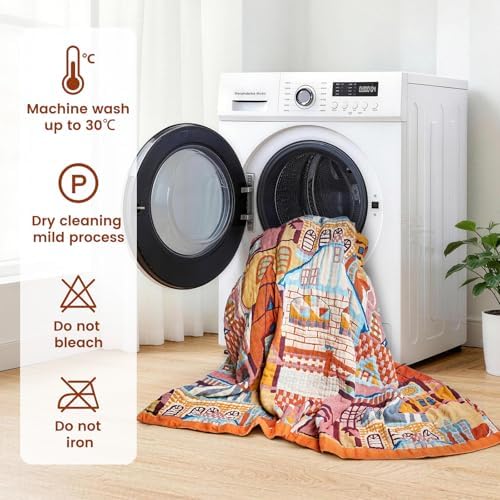 MSGKV Roman Castle Cotton Throw Blanket 60"x80" Art Woven Twin Blanket - Image 7