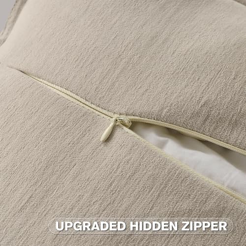 FUTEI Pack of 2 Chenille Throw Pillow Covers 26x26 Inch, Oatmeal - Image 3