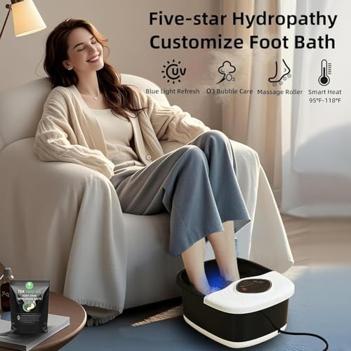 closewave Foot Spa Bath Massager with Heat, UV Ozone & Oxygen Bubbles,Shiatsu Rollers Epsom Salt Temperature Control, Relieves Stress and Feet Pain - Home Pedicure Soaking Tub Gift for Women/Men - Image 2