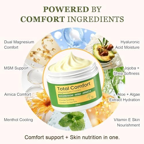 Total Comfort Magnesium Cream | Fast-Absorbing Magnesium Lotion with Dual Magnesium, MSM & Arnica for Muscle Relaxation, Joint Support & Nerve Ease, Daily Comfort - 4 fl oz - Image 5