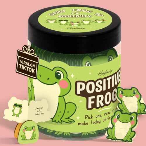 STOFINITY Positive Frog Jar, 60 Affirmation Cards with Stand by Stofinity