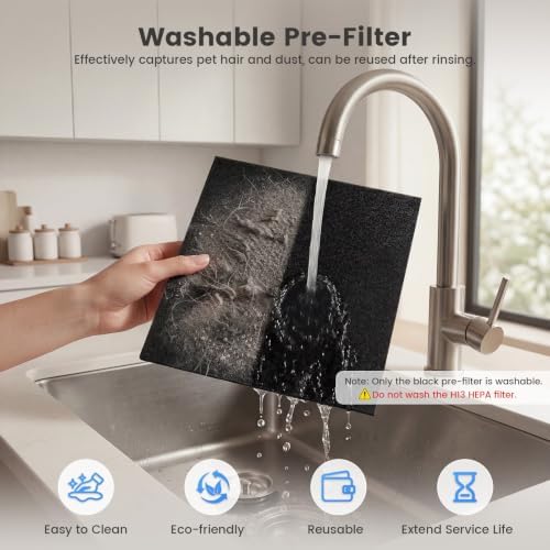 Air Purifiers for Home Large Room Up to 3000 sq ft, H13 HEPA Filter Washable, PM2.5 Air Quality Sensor, Quiet Sleep Mode, 8X Dual-Side Air Cleaner for Bedroom Pet Dander Smoke Dust Pollen - Image 3