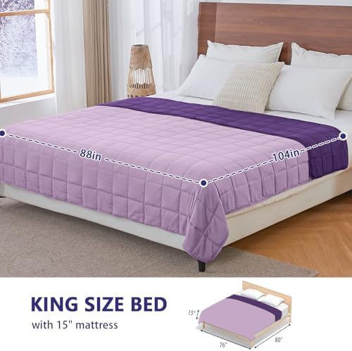 yescool Weighted Blanket for Adults (30 lbs, 88” x 104”, Purple) Cooling Heavy Blanket for Sleeping Perfect for 290-310 lbs, King Size Breathable Blanket with Premium Glass Bead - Image 2