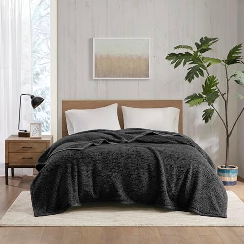 Woolrich Burlington Berber Blanket Super Soft, Cozy Lightweight Cover with Luxurious Velvet Binding, Modern Trendy All Season Bedspread Bedding-Set, King 108" W x 90" L Black - Image 2