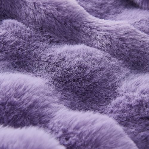 Lotus Karen Faux Fur Throw Blanket Purple - Big Bubble Rabbit Fluff Blanket for Couch Bed Sofa,Softest Fluffy Fuzzy Cozy Blanket,Thick Furry Plush Shaggy Warm Blankets for Women,50x60 Inches - Image 5
