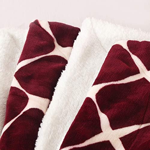 Elegant Comfort Luxury Ultra-Plush Velvet Touch FleeceThrow Soft, Warm, Cozy| Micromink Sherpa-Backing Reversible Blanket for Bed, Sofa and Couch, (50" x 60"), Bloomingdale Burgundy - Image 3
