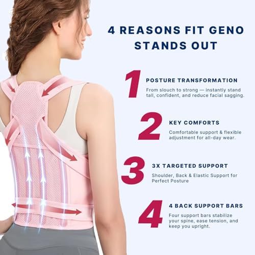 Back Brace Posture Corrector for Women and Men, Shoulder Straightener, Adjustable Full Back Support, Relief for Neck/Shoulder/Back Pain, Scoliosis & Hunchback Correction, Breathable Mesh Design (Pink, Large/X-Large (Waist 40"-48")) - Image 3