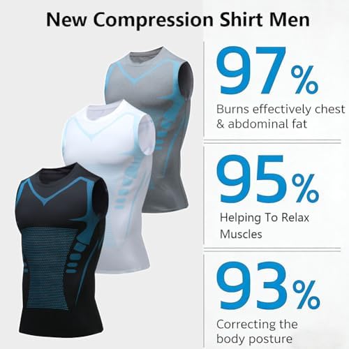 Compression Shirt Men, Men Shaping Sleeveless Vest, Sport Running Wicking Dry Fit Breathable Sleeveless Gym Shirt - Image 6