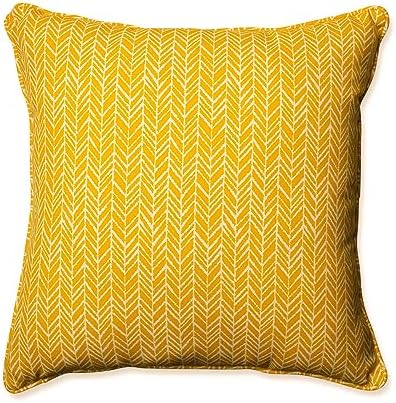 Pillow Perfect - 610221 Outdoor/Indoor Herringbone Egg Yolk Floor Pillow, 25" x 25", Yellow by PillowPerfect